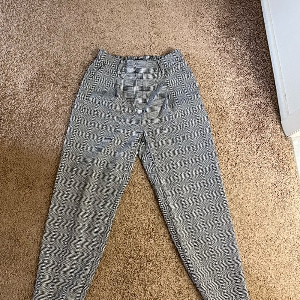 LOFT Black and White Checkered Pants